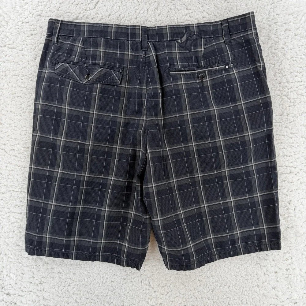 Hurley Shorts Mens 38 Gray Plaid Chino Flat Front‎ 11 Inseam Casual Summer